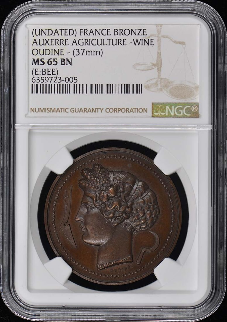 MS65BN Undated France Bronze Auxerre Agriculture Wine Oudine 37mm NGC: MS65BN Undated France Bronze Auxerre Agriculture Wine Oudine 37mm NGC This listing features MS65BN Undated France Bronze Auxerre Agriculture Wine Oudine 37mm NGC. Item specifics are provided below. It