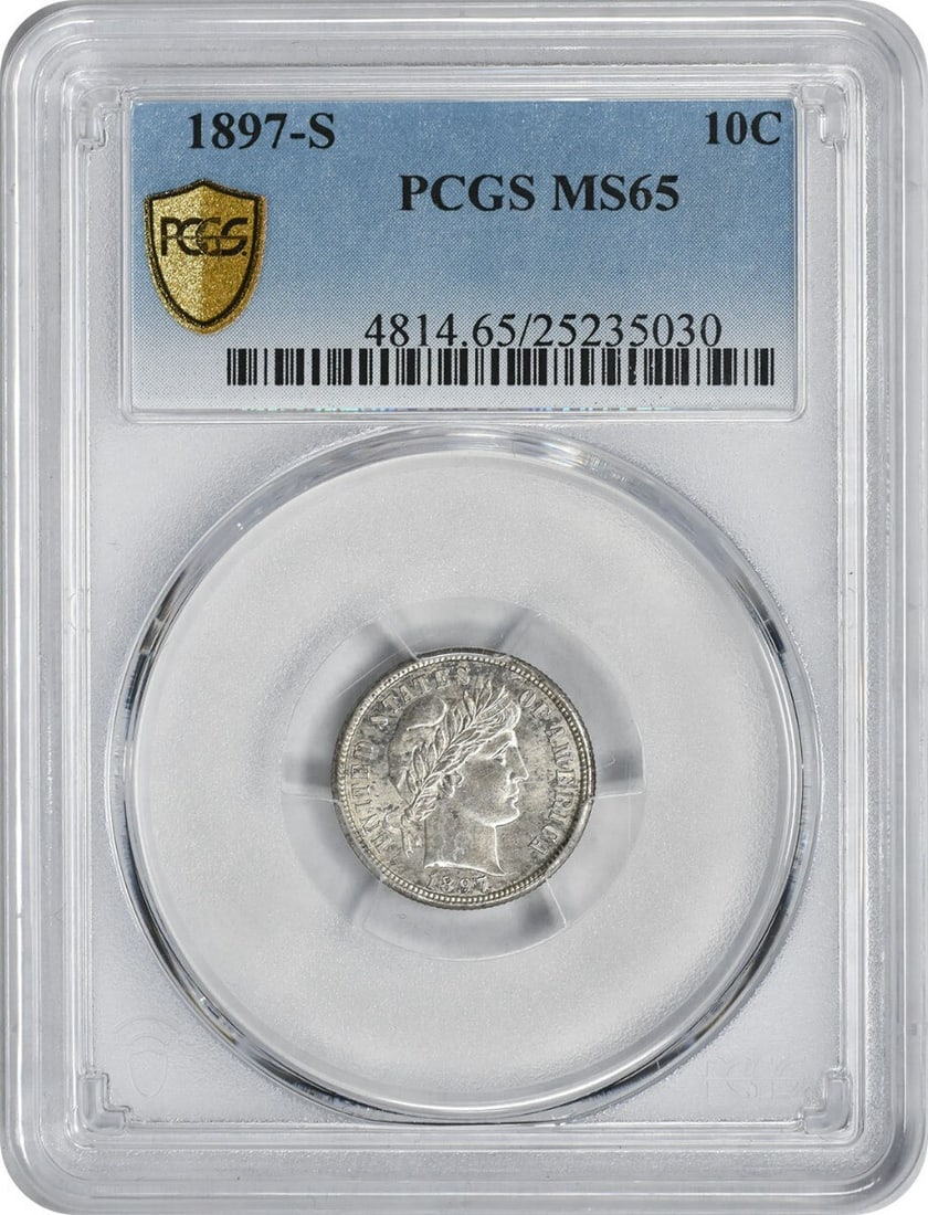 PCGS 1897-S Barber Silver Dime MS65 (1 of 3)