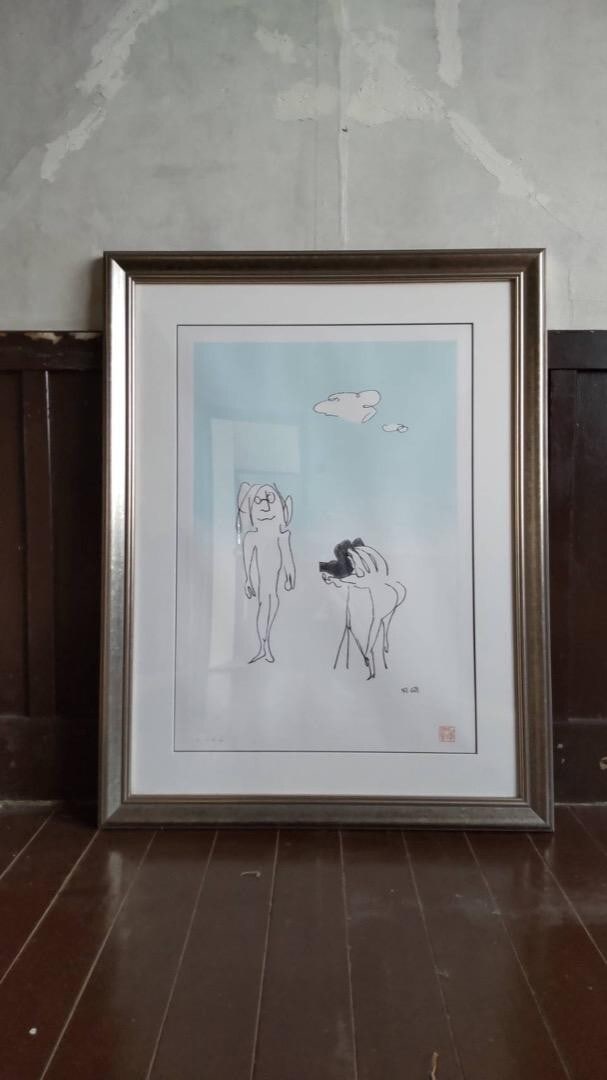 framed John Lennon painting smile number five film edition 300 autographed and (1 of 9)