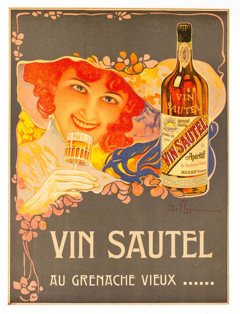 Poster David Dellepiane 1900 Vin Sautel Vintage French Art Nouveau Wine (1 of 4)