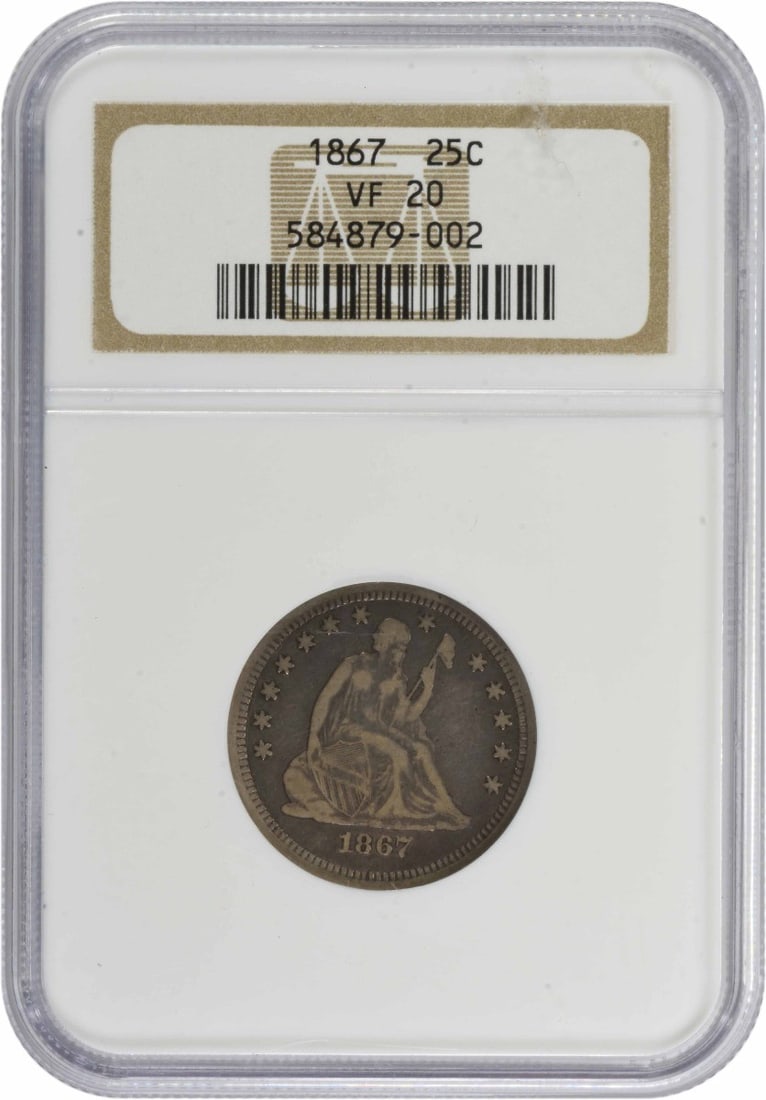 NGC 1867 Liberty Seated Silver Quarter VF20 (1 of 3)