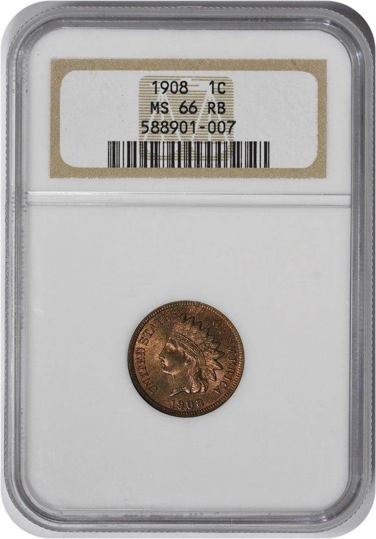NGC 1908 Indian Cent MS66RB (1 of 1)