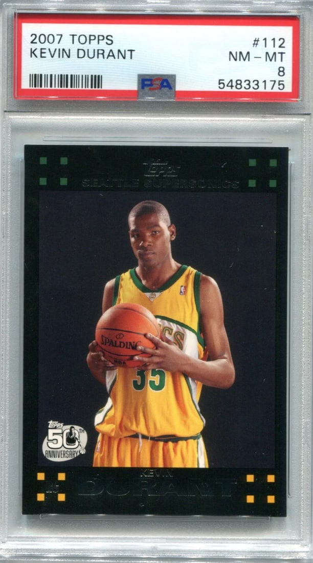 RC Kevin Durant 2007-08 Topps Black Border #112 PSA NM-MT 8 (1 of 2)