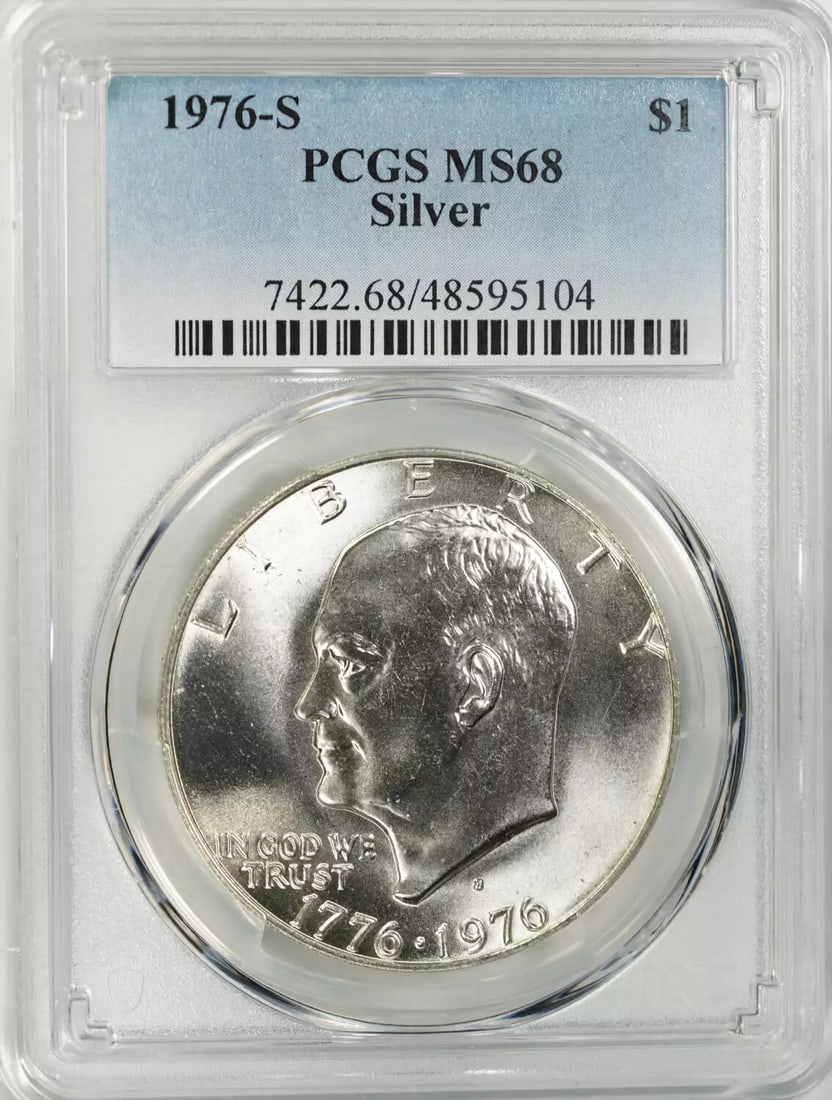 (104) 1976 S EISENHOWER IKE DOLLAR $1 PCGS CERTIFIED MS 68 MINT STATE UNC SILVER (1 of 4)