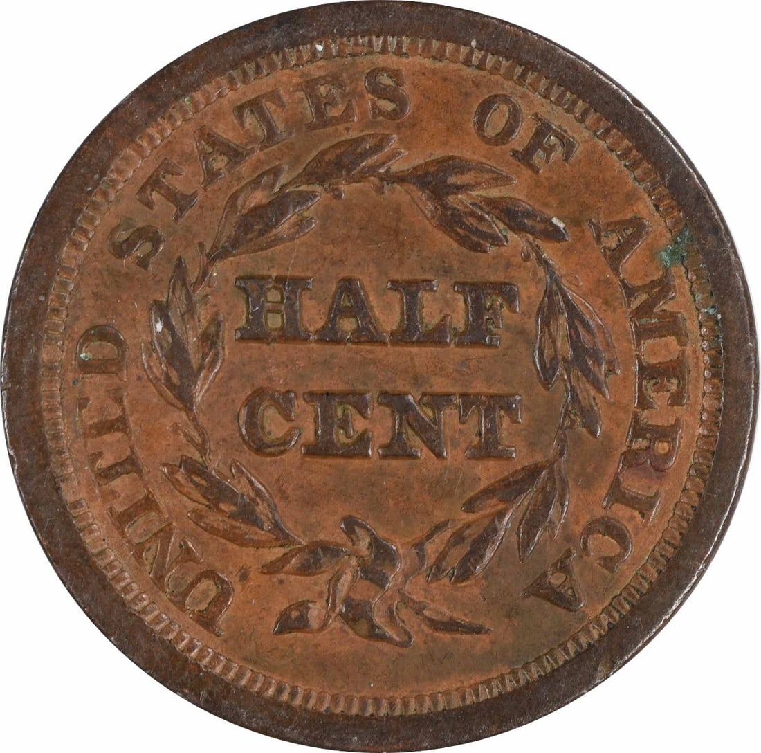 Uncertified 1850 Half Cent EF - 2
