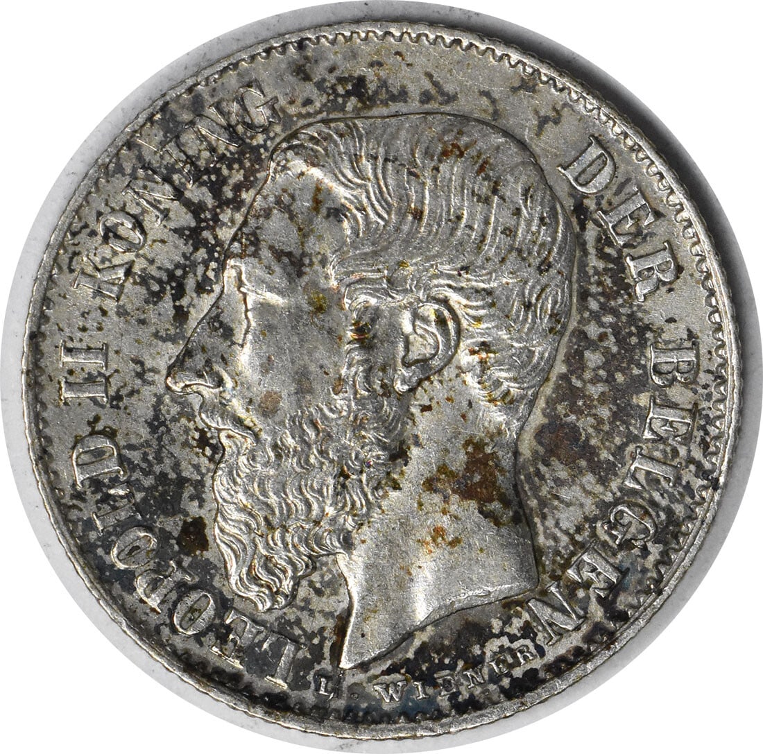 Uncertified 1886 Dutch Belgium 50 Centimes KM27 AU (1 of 2)