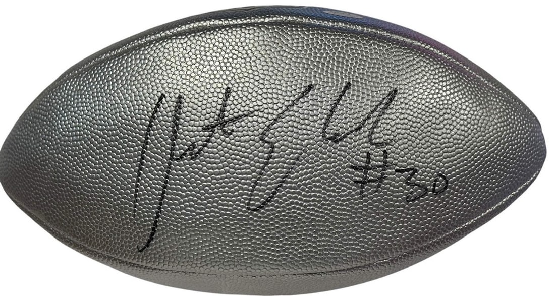 Sports) Austin Ekeler Autographed Wilson Duke Silver Football (Schwartz (1 of 3)