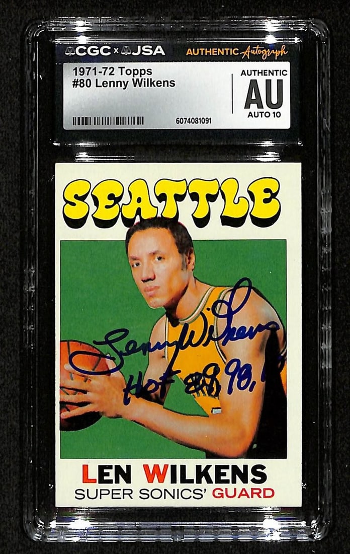 200558 Len Wilkens HOF Signed/ Inscr 1971-72 TOPPS Card #80 Cavaliers CGC/ JSA (1 of 2)