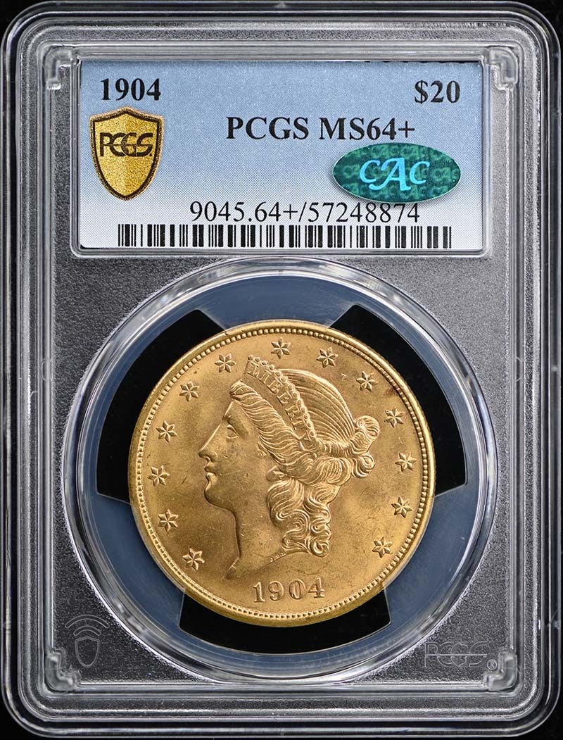 (CAC) 1904 $20 Liberty Head Double Eagle PCGS MS64+ (1 of 2)