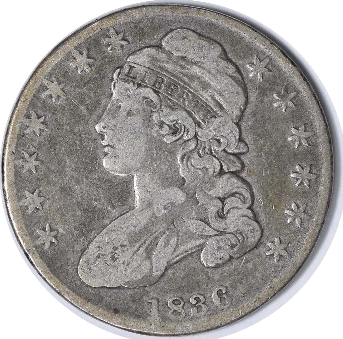 Uncertified 1836 Bust Silver Half Dollar Lettered Edge F (1 of 2)