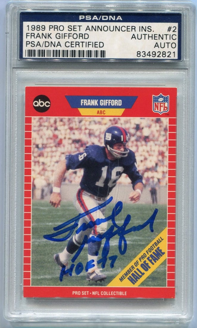Authenticated Frank Gifford 1989 Pro Set Autographed Card #2 PSA/ DNA (1 of 2)