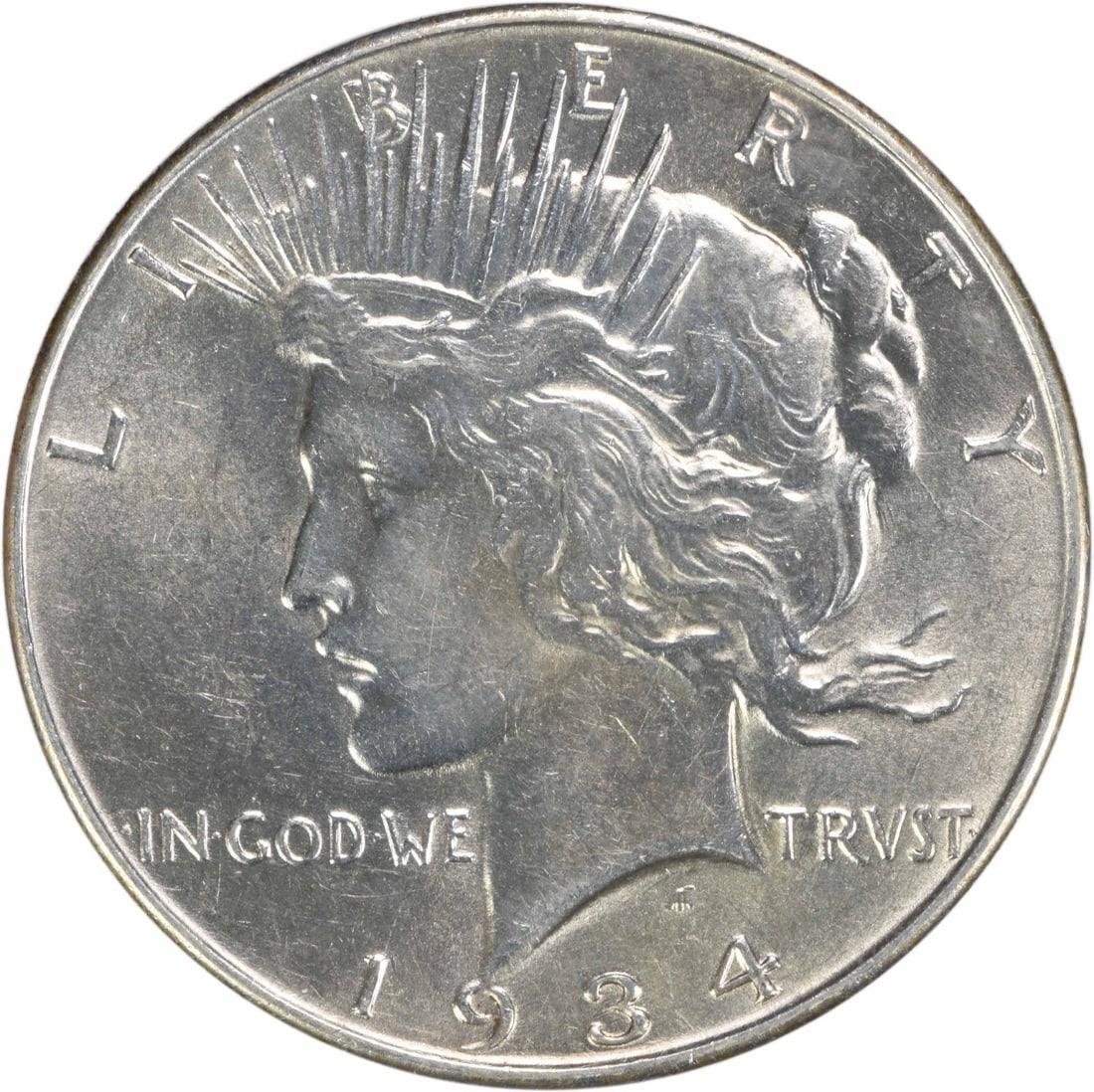 Uncertified 1934 Peace Silver Dollar AU Slider (1 of 2)