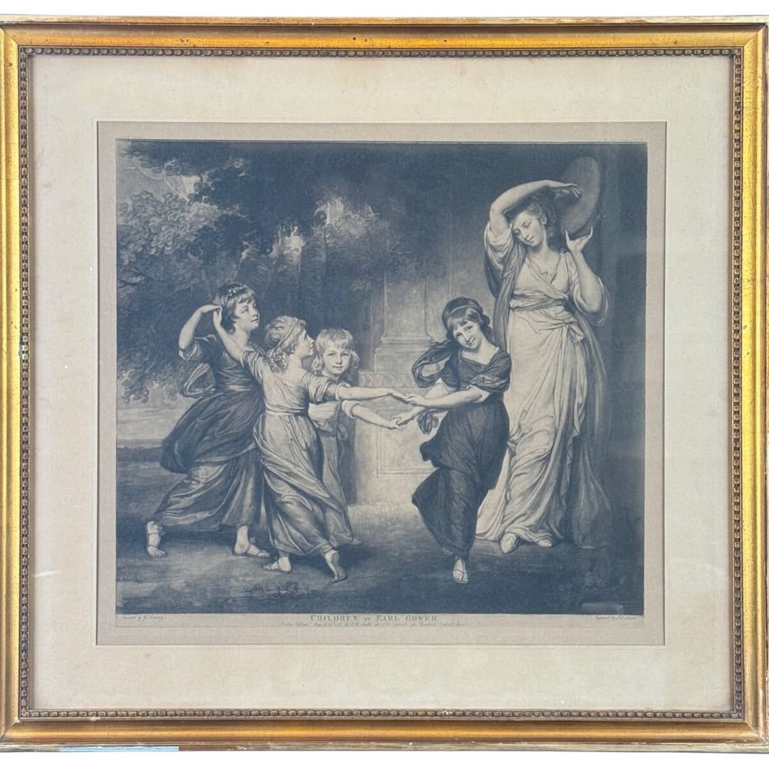 Antique 1787 J.R. Smith Mezzotint after George Romney Children of Earl Gower (1 of 8)