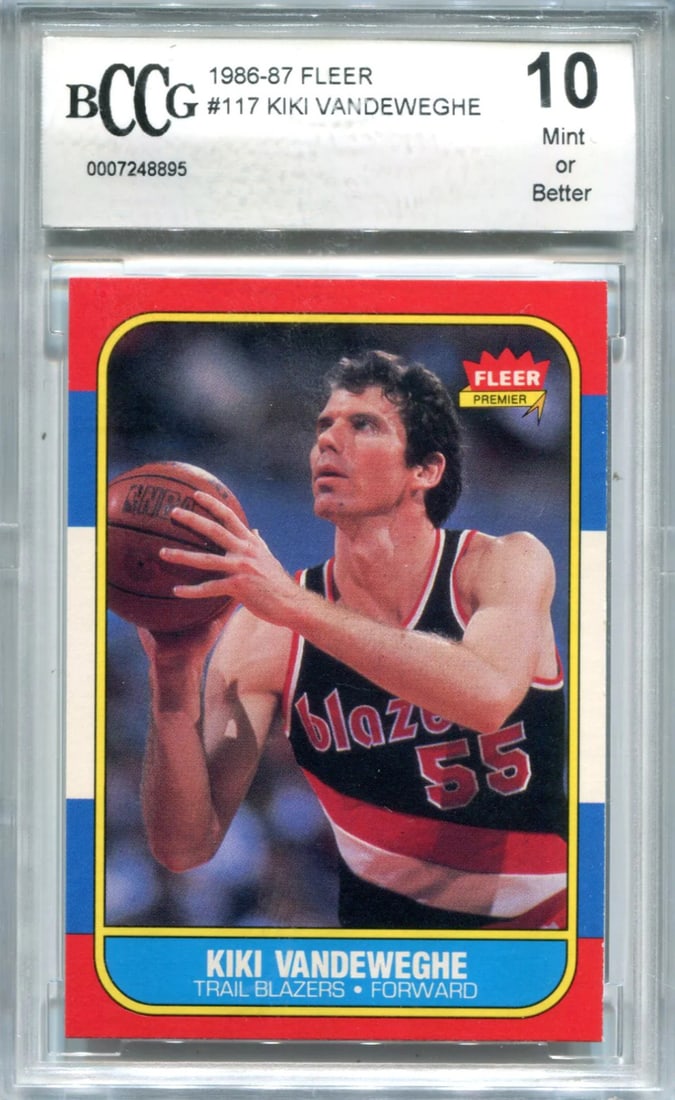 Card Kiki Vandeweghe 1986-87 Fleer Premier #117 BCCG NM 10 (1 of 2)