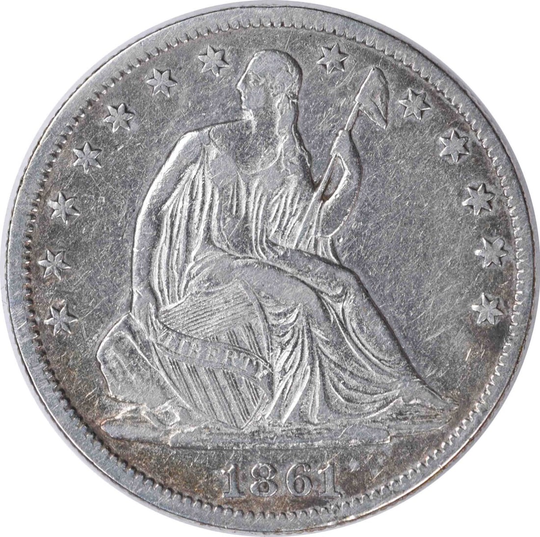Uncertified 1861 Liberty Seated Half Dollar EF (1 of 2)