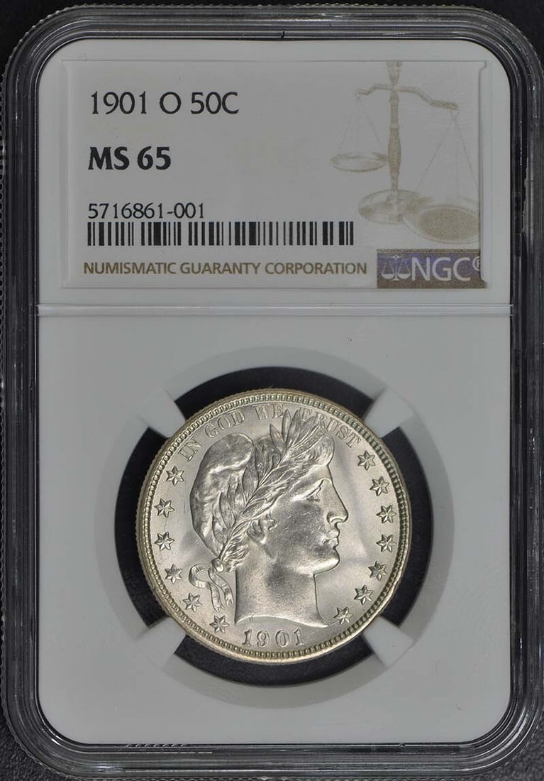 MS65 1901-O Barber Half Dollar 50C NGC: MS65 1901-O Barber Half Dollar 50C NGC This listing features MS65 1901-O Barber Half Dollar 50C NGC. Item specifics are provided below. Item Specifics: Certification: NGC Certification Number: 5716861