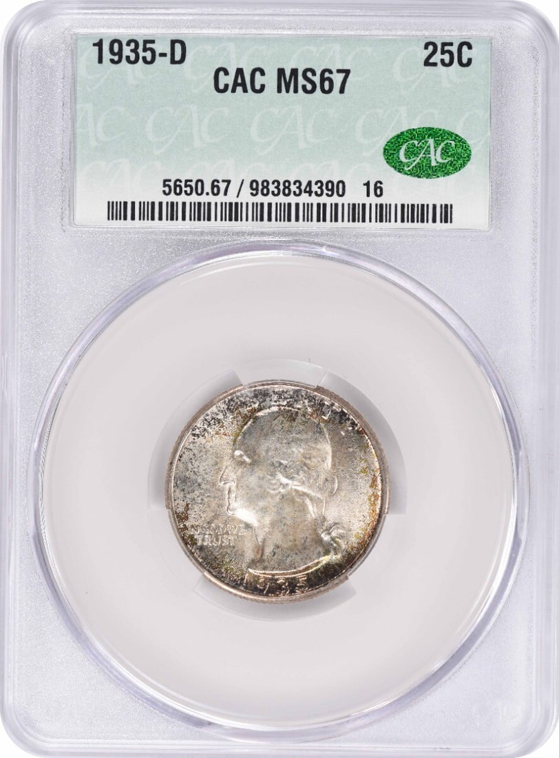 CACG 1935-D Washington Silver Quarter MS67 (1 of 3)