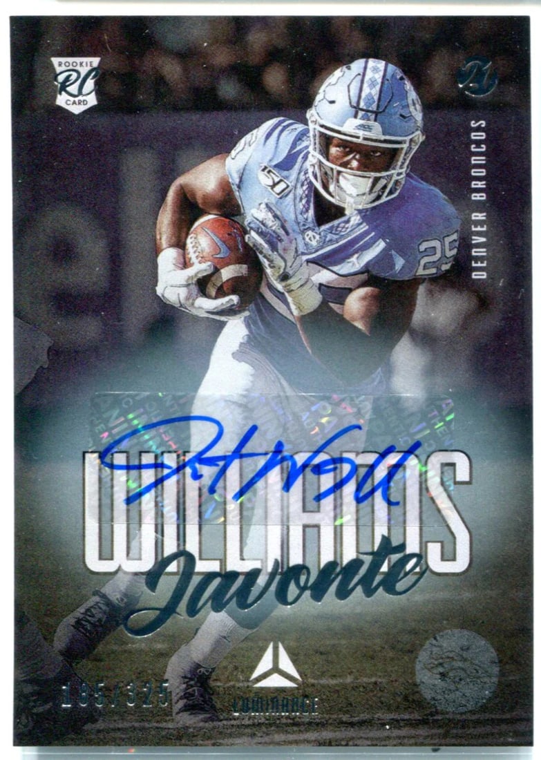 325 Javonte Williams 2021 Panini Luminance Autographed Rookie Card #185/ (1 of 1)