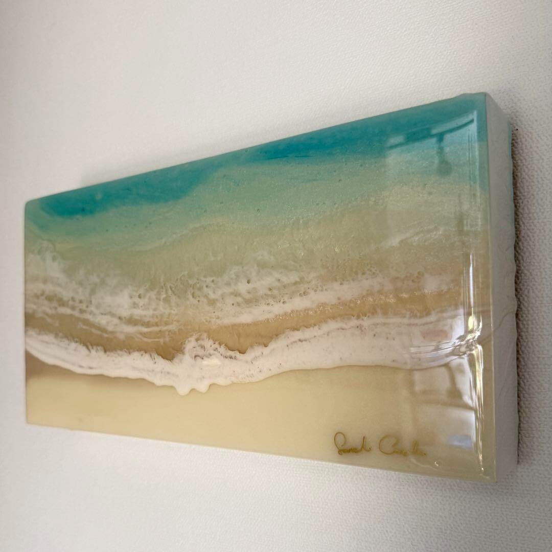 Art Sarah Caudle "Clear Sea 12" 2020 Original Painting 6x12inch Resin (1 of 4)