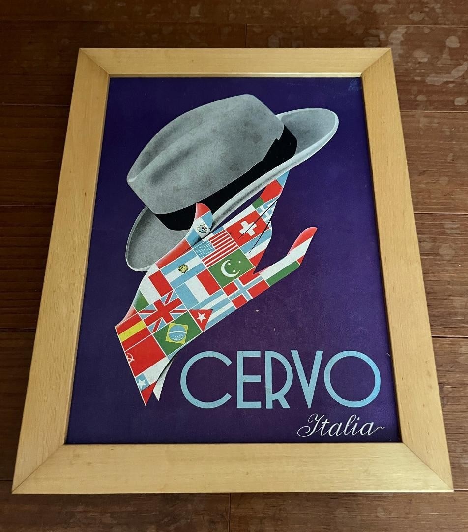 Italian Vintage Cervo Italia Poster Retro Hat & Flags Art Print Framed: Italian Vintage Cervo Italia Poster Retro Hat & Flags Art Print Framed This listing features Italian Vintage Cervo Italia Poster Retro Hat & Flags Art Print Framed. Item specifics are provided below.