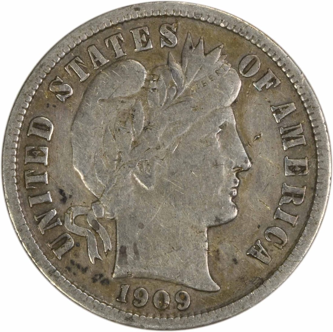 Uncertified 1909-S Barber Silver Dime VF (1 of 2)