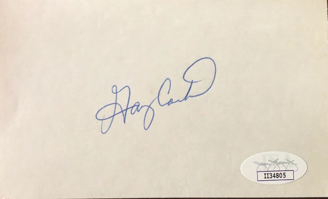 (JSA) Gary Carter Autographed 3x5 Card (1 of 2)