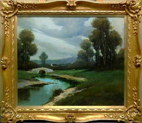 Large Jean Becker Original Oil Painting on Canvas French Landscape Signed (1 of 8)