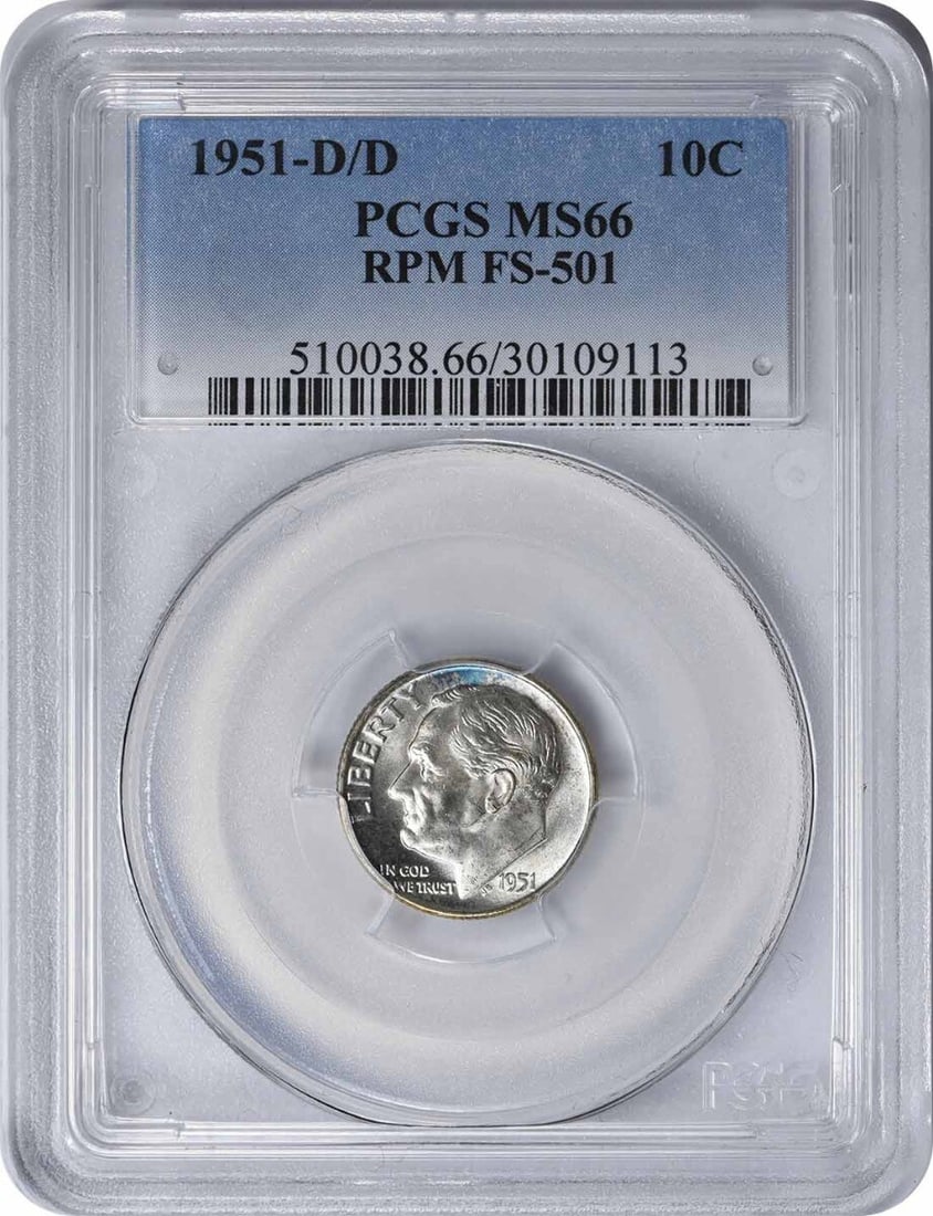 PCGS 1951-D/ D Roosevelt Dime RPM FS-501 MS66 (1 of 1)