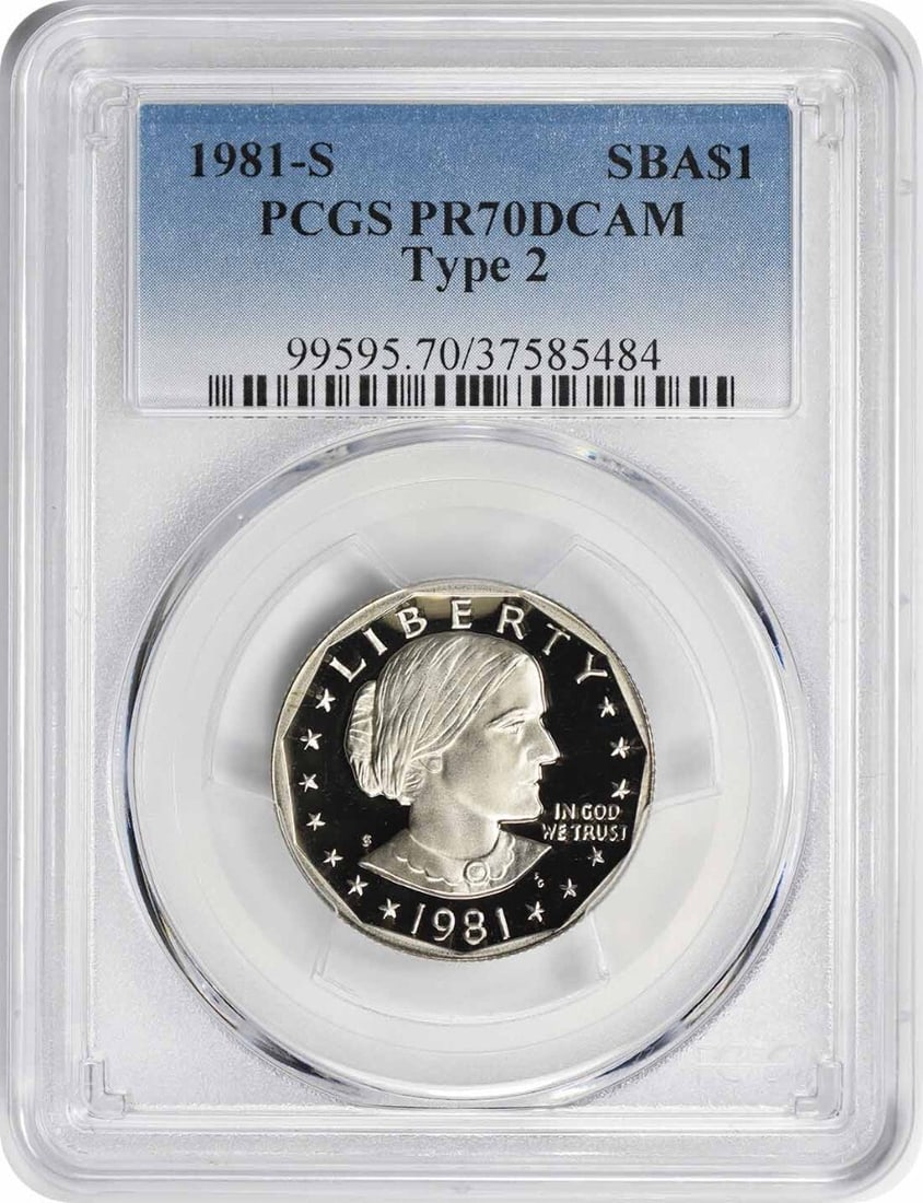 'S' 1981-S Type 2 Susan B Anthony Dollar SBA PR70DCAM PCGS Proof 70 DC Clear (1 of 1)