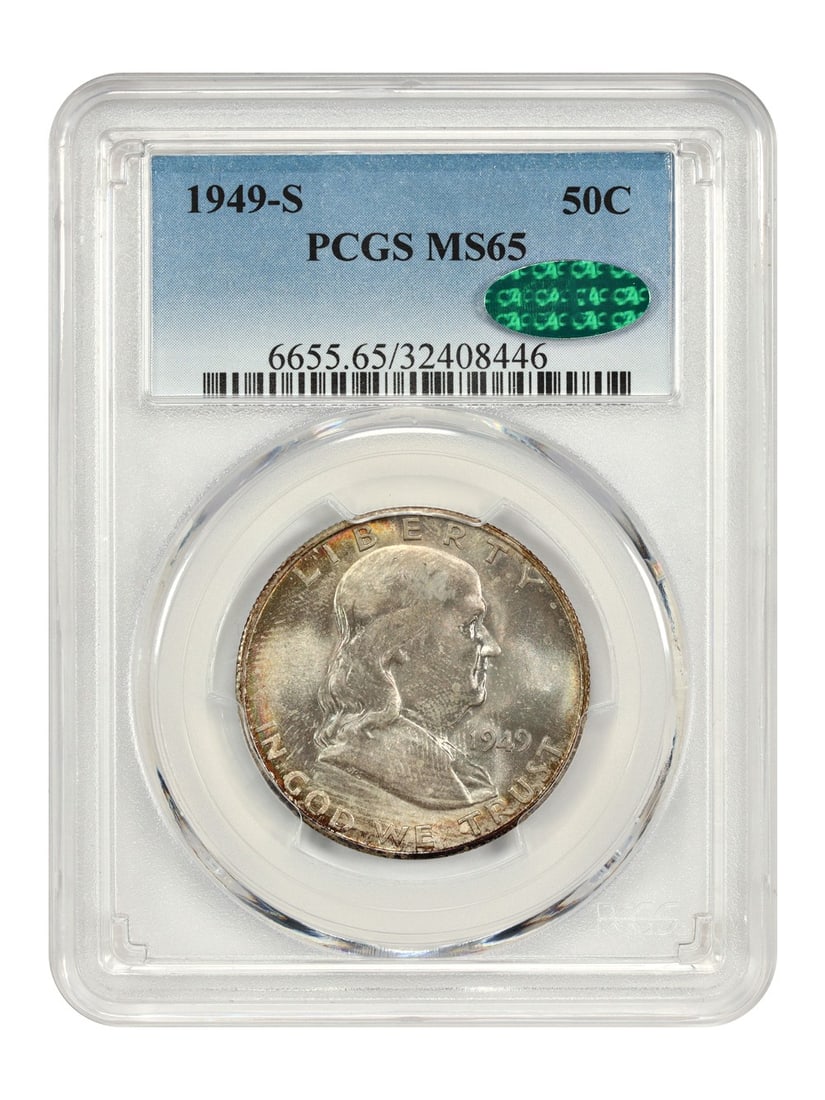 Popular Key Date - 1949-S 50C PCGS/ CAC MS65 - Franklin Half Dollar (1 of 4)