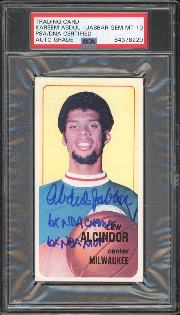 Card Kareem Abdul-Jabbar "6x NBA Champs * 6x NBA MVP" Autographed 1970-71 Topps (1 of 2)