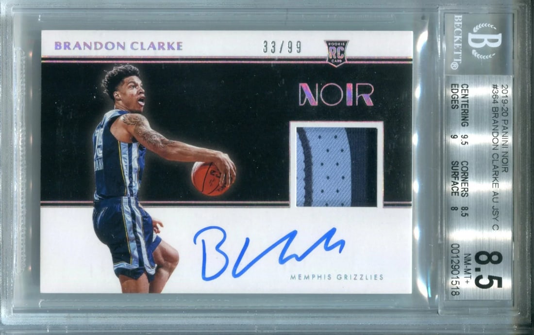(BVG) Brandon Clarke Autographed 2019-20 Panini Noir Rookie Jersey Card (1 of 2)