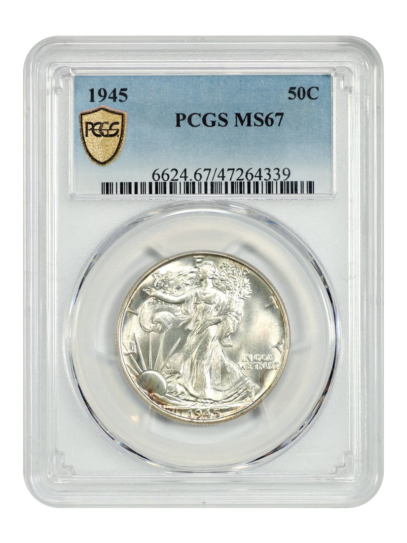 Walking Liberty Half Dollar - 1945 50C PCGS MS67: Walking Liberty Half Dollar - 1945 50C PCGS MS67 This listing features Walking Liberty Half Dollar - 1945 50C PCGS MS67. Item specifics are provided below. Item Specifics: Certification: PCGS Certific