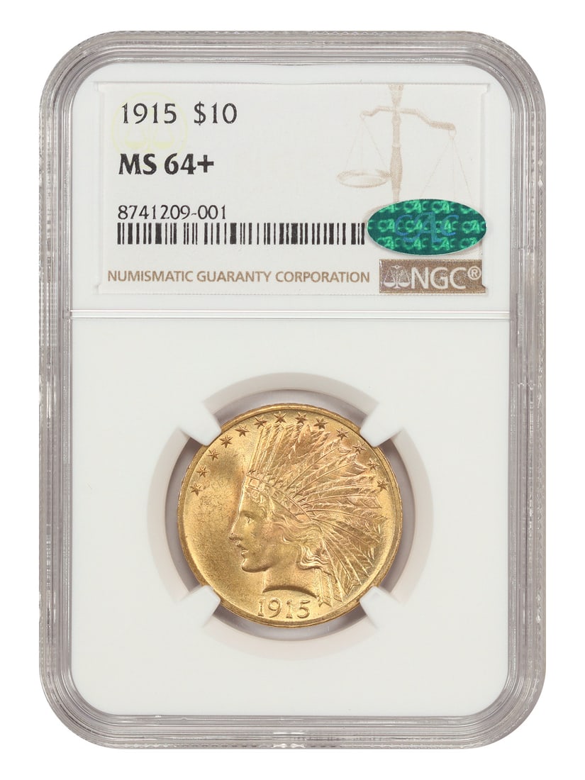 Indian $10 - 1915 $10 NGC/ CAC MS64+: Indian $10 - 1915 $10 NGC/ CAC MS64+ This listing features Indian $10 - 1915 $10 NGC/ CAC MS64+. Item specifics are provided below. Item Specifics: Certification: NGC Certification Number: 8741209001