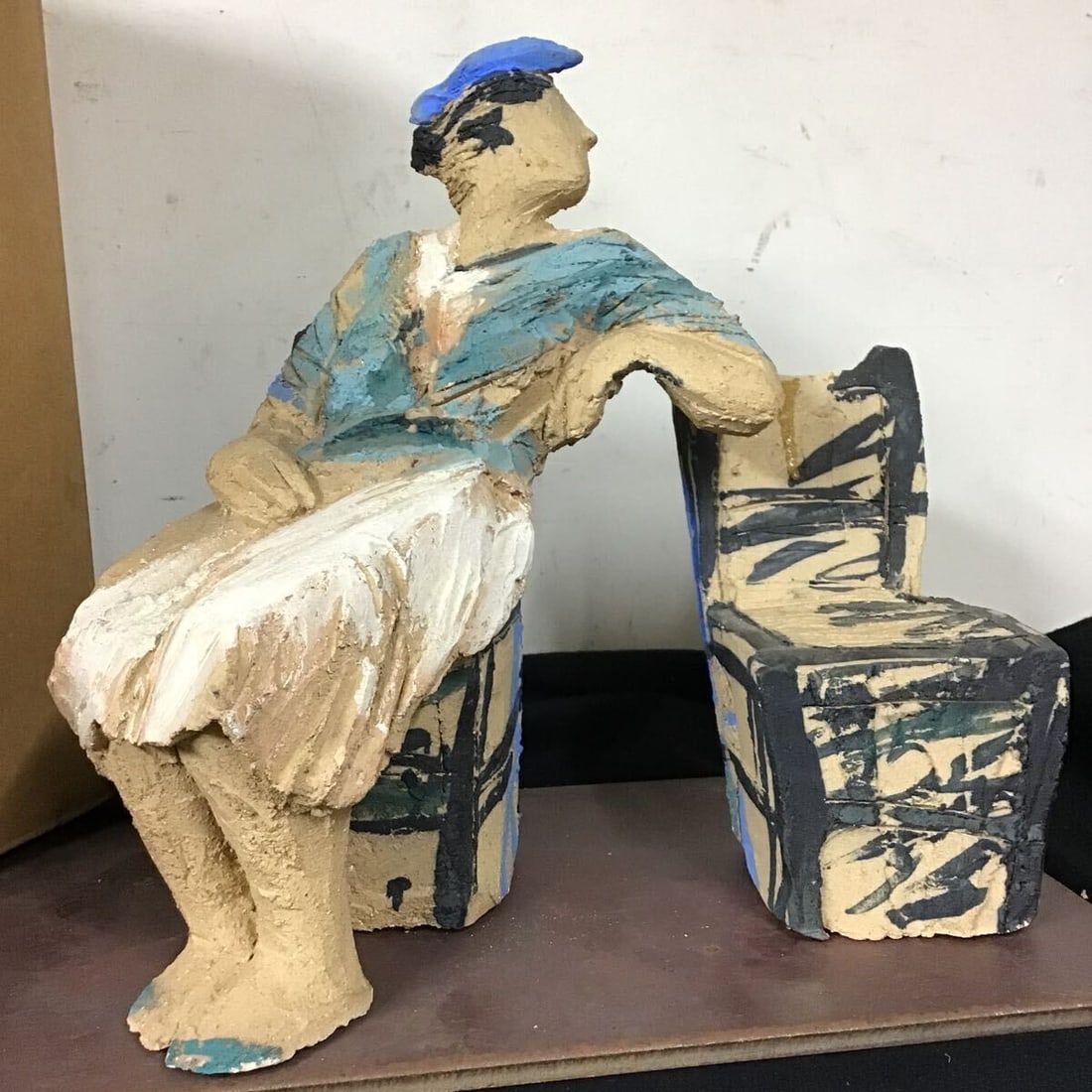 terra cotta - Esther Albardan (Spain) Woman Clay figure Sculpture Signed 1989 (1 of 10)