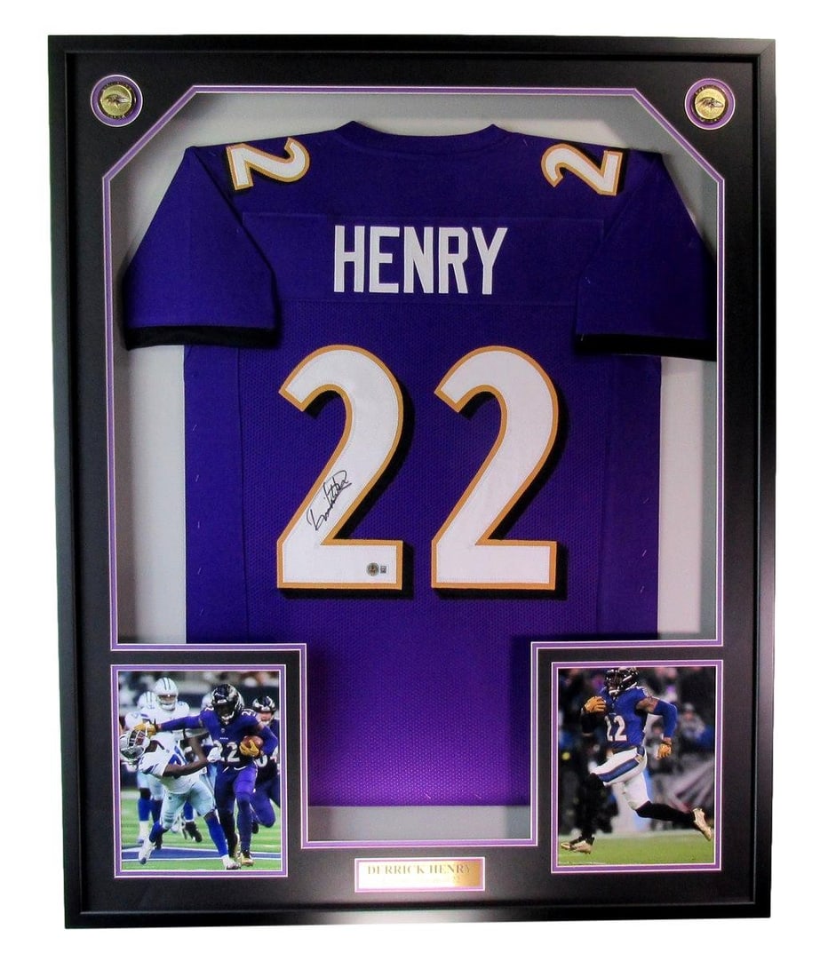 198139 Derrick Henry Signed/ Autographed Baltimore Ravens Jersey Framed Beckett (1 of 4)