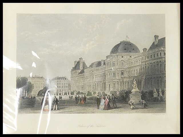 Engraving Thomas Allom "Palace of the Tuileries" Hand-Colored Copper Plate (1 of 10)