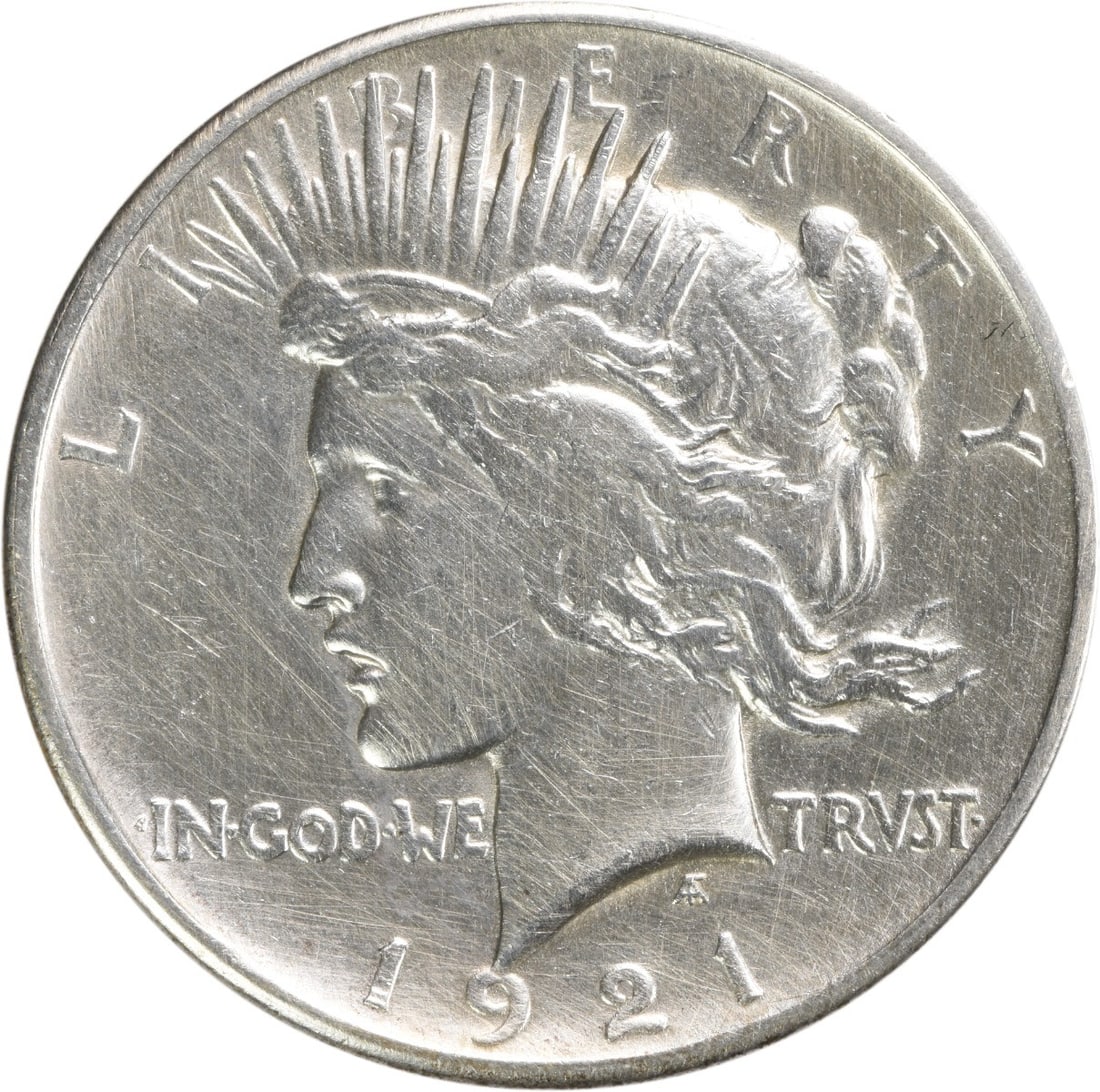 Uncertified 1921 Peace Silver Dollar EF (1 of 2)