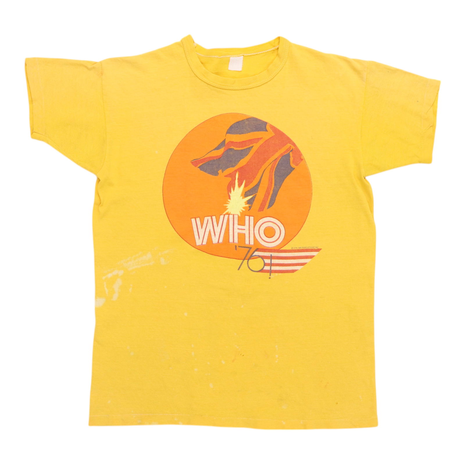 Shirt 1976 The Who: Shirt 1976 The Who This listing features Shirt 1976 The Who. Item specifics are provided below. Item Specifics: Size: Unreadable Tag Size: Unreadable Material: 100% Cotton Color: Yellow Era: 1970s Pit