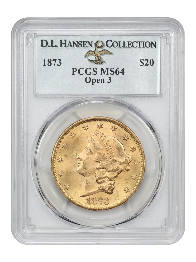 Hansen 1873 $20 Open 3 PCGS MS64 ex: D.L.: Hansen 1873 $20 Open 3 PCGS MS64 ex: D.L. This listing features Hansen 1873 $20 Open 3 PCGS MS64 ex: D.L.. Item specifics are provided below. Item Specifics: Certification: PCGS Certification Number: