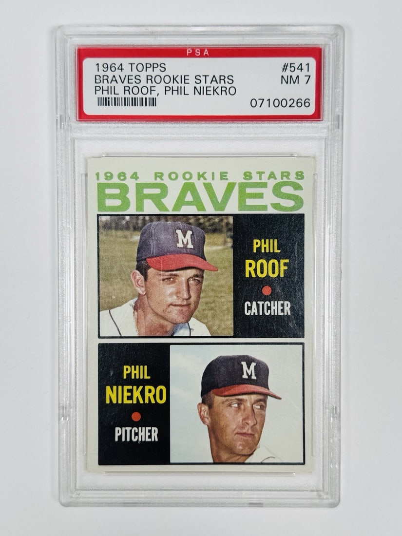 CENTERED - 1964 TOPPS BRAVES ROOKIE STARS PHIL ROOF PHIL NIEKRO HOF #541 PSA 7 (1 of 2)