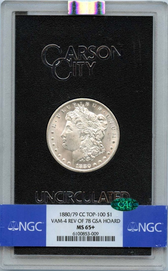 (CAC) 1880/ 79-CC Morgan Dollar VAM-4 Rev 78 GSA HOARD S$1 NGC MS65+ Plus (1 of 1)