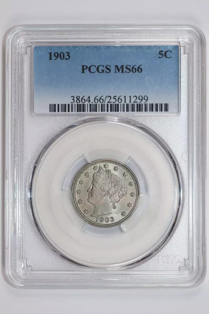 MS66 1903 LIBERTY V NICKEL PCGS: MS66 1903 LIBERTY V NICKEL PCGS This listing features MS66 1903 LIBERTY V NICKEL PCGS. Item specifics are provided below. Item Specifics: Country Of Origin: USA Certification: PCGS Composition: Nickel