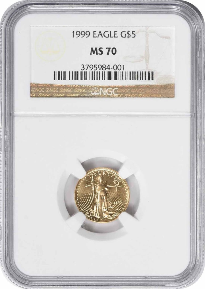 NGC 1999 $5 American Gold Eagle MS70: NGC 1999 $5 American Gold Eagle MS70 This listing features NGC 1999 $5 American Gold Eagle MS70. Item specifics are provided below. Item Specifics: Country Of Origin: United States Certification: NGC