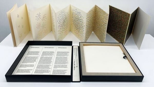 Signed - 1965 Emmett Williams "13 Variations" Offset Lithographs on Folding Book (1 of 10)