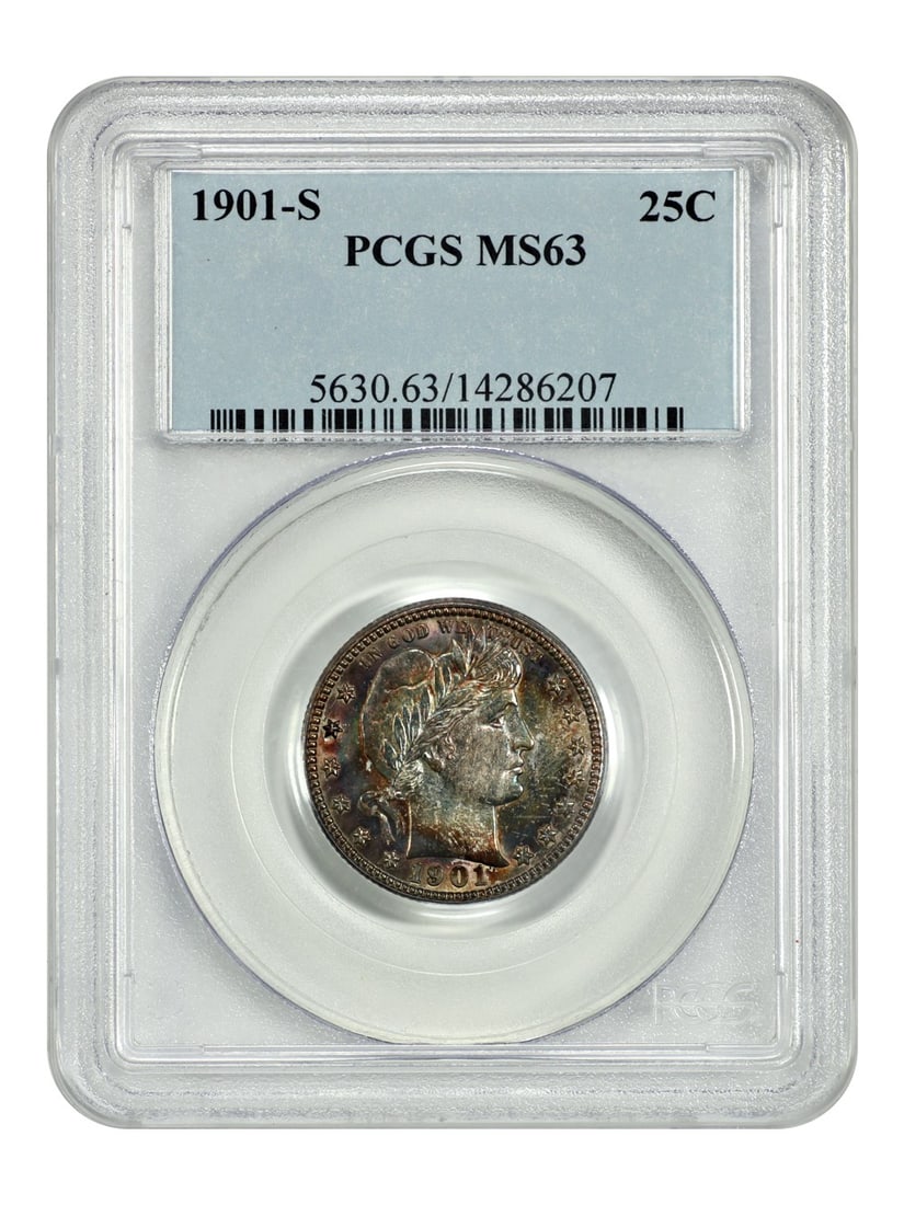 Famous Key Date - 1901-S 25C PCGS MS63 - Barber Quarter: Famous Key Date - 1901-S 25C PCGS MS63 - Barber Quarter This listing features Famous Key Date - 1901-S 25C PCGS MS63 - Barber Quarter. Item specifics are provided below. Item Specifics: Certification: