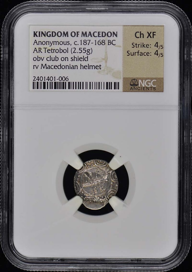 XF45 c.187-168 BC KINGDOM OF MACEDON AR Tetrobol NGC (1 of 3)