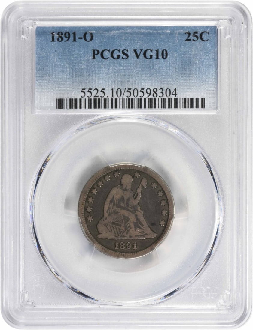 PCGS 1891-O Liberty Seated Silver Quarter VG10: PCGS 1891-O Liberty Seated Silver Quarter VG10 This listing features PCGS 1891-O Liberty Seated Silver Quarter VG10. Item specifics are provided below. Item Specifics: Country Of Origin: United States