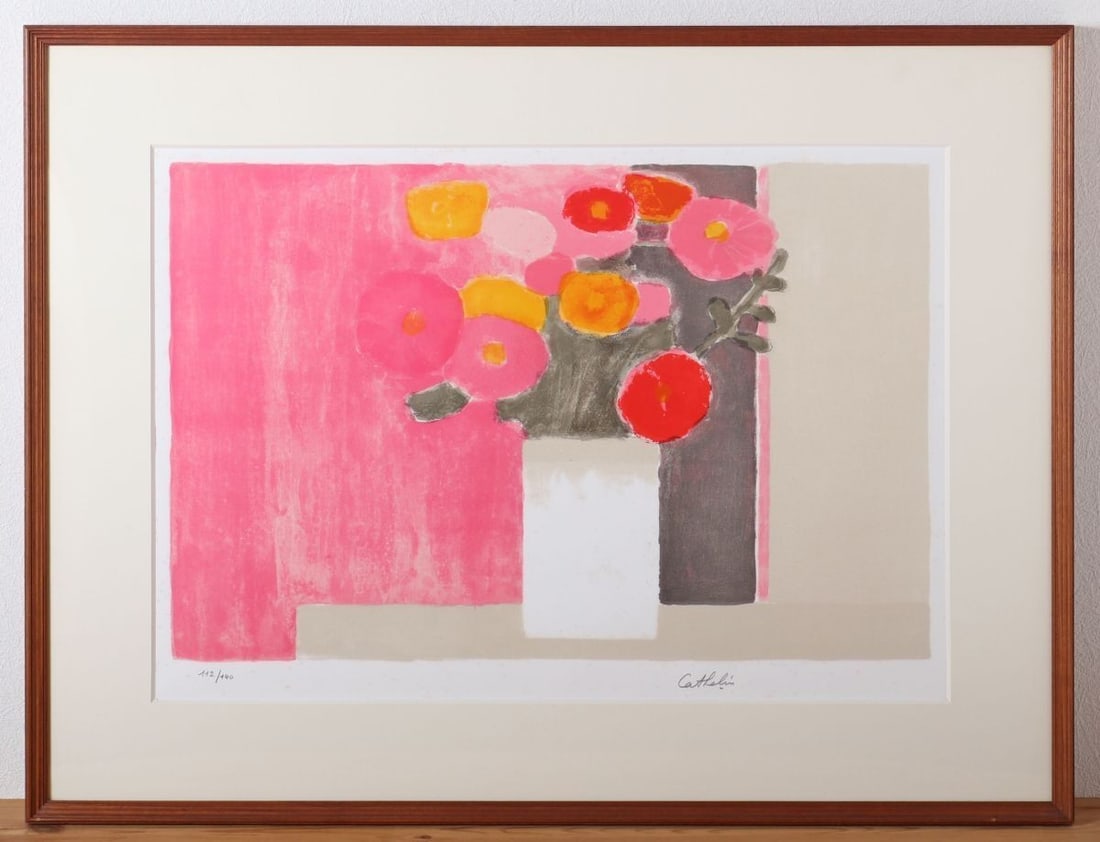 Framed Bernard Cathelin Bouquet de Zinnias sur Fond Rose Lithograph Signed: Framed Bernard Cathelin Bouquet de Zinnias sur Fond Rose Lithograph Signed This listing features Framed Bernard Cathelin Bouquet de Zinnias sur Fond Rose Lithograph Signed. Item specifics are provided
