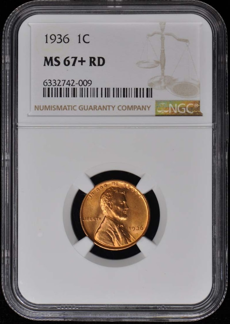 MS67+RD 1936 Wheat Reverse Lincoln Cent 1C NGC (1 of 3)